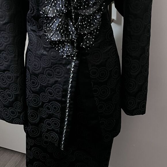 Aussie Austine 2-Piece Suit‎ — black sequin blouse  long skirt 80's Glam Goth - Picture 7 of 10